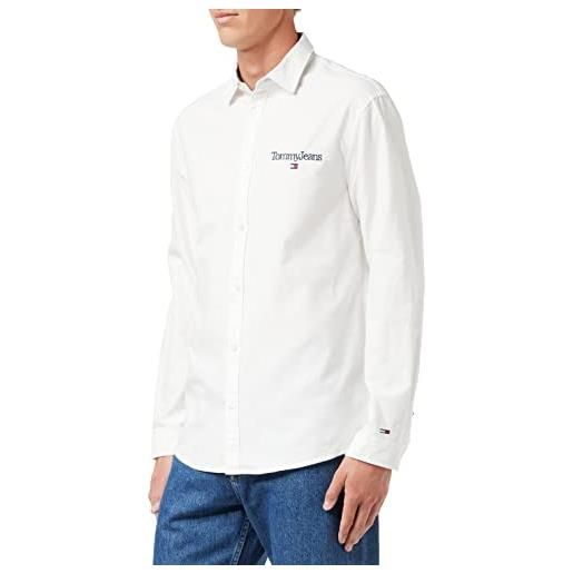 Tommy Hilfiger tommy jeans tjm serif linear oxford shirt dm0dm15143 camicie casual, bianco (white), s uomo