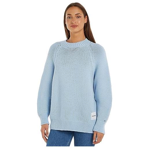Tommy Hilfiger pullover donna boat-neck pullover in maglia, blu (breezy blue), m