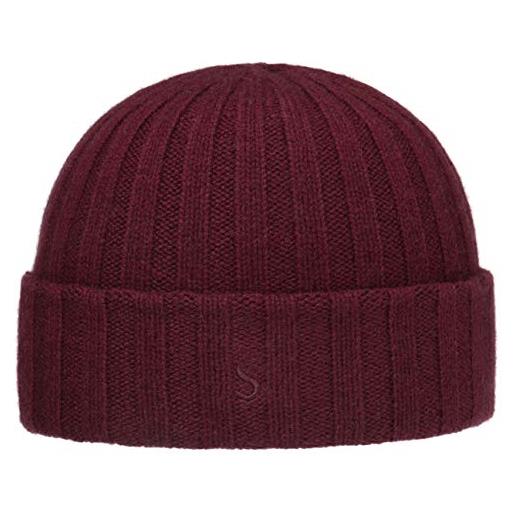 Stetson surth cachemire berretto invernale - pregiato berretto di lana unisex - berretto in 100% lana di cachemire - taglia unica 55-60 cm - con risvolto in tinta unita rosso bordeaux taglia unica