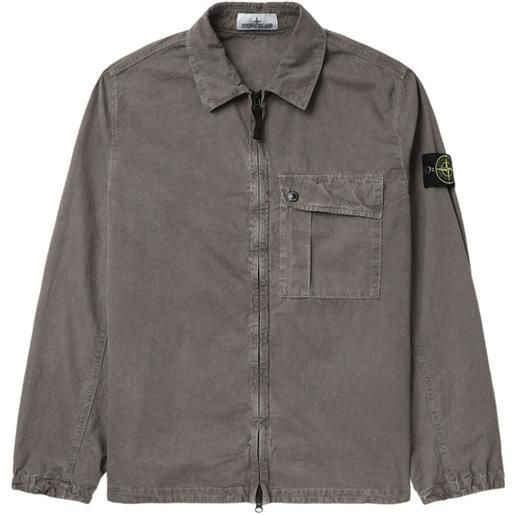 Stone Island giacca-camicia con applicazione compass - marrone