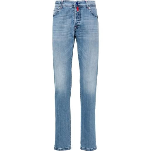Kiton jeans affusolati a vita media - blu