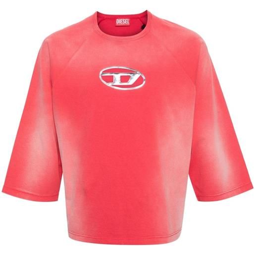 Diesel t-shirt t-croxt con effetto schiarito - rosso