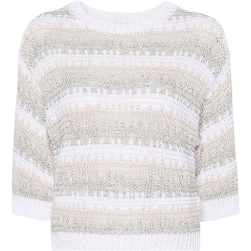 Peserico maglione con paillettes a righe - bianco