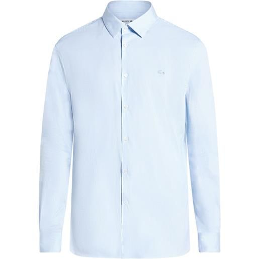 Lacoste camicia a righe con applicazione logo - blu
