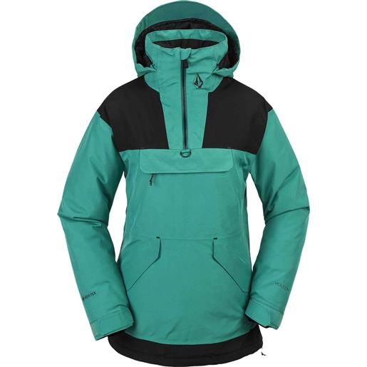 Volcom - giacca a vento da snowboard - fern ins gore pullover vibrant green per donne - taglia s - verde