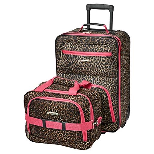 Rockland set di valigie verticali softside moda, rosa leopardato. , taglia unica, set di valigie verticali softside moda