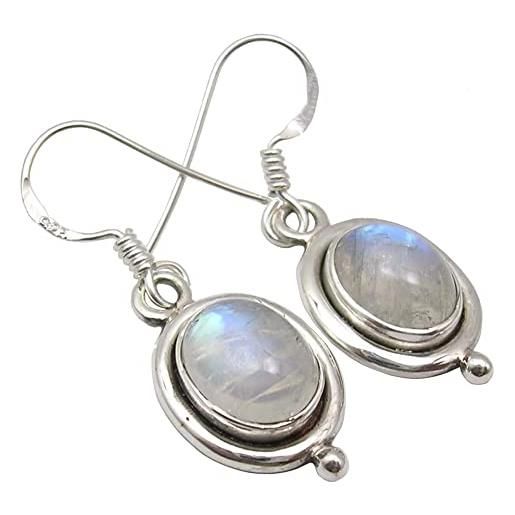 Unique Gems orecchini per la donna pietra preziosa pietra di luna 5.6 carati in argento 925 qualità come gioielliere