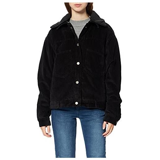 Urban Classics ladies oversized corduroy sherpa jacket giacca in jeans, nero (black/black 00825), small donna