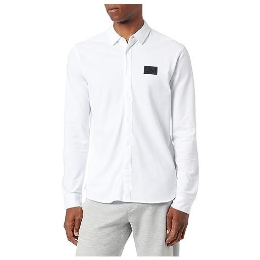 Armani Exchange sustainable, regular fit, logo ricamato maglietta, bianco, l uomo