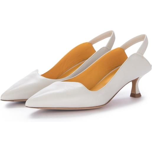 MARA BINI | slingback tacco naomi cotton bianco