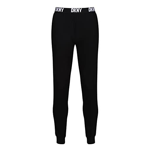 DKNY loungehose-pantaloni lounge da uomo, di design, con fascia in 100% cotone tuta, nero