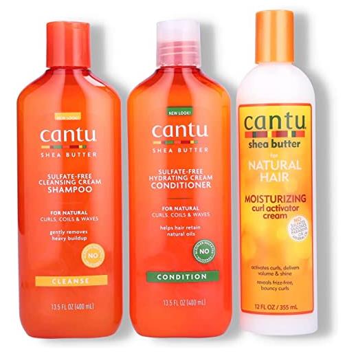 CANTU shampoo e balsamo senza solfato di cantù 12 once con crema attivatore idratante per curl al burro di karité 12 once