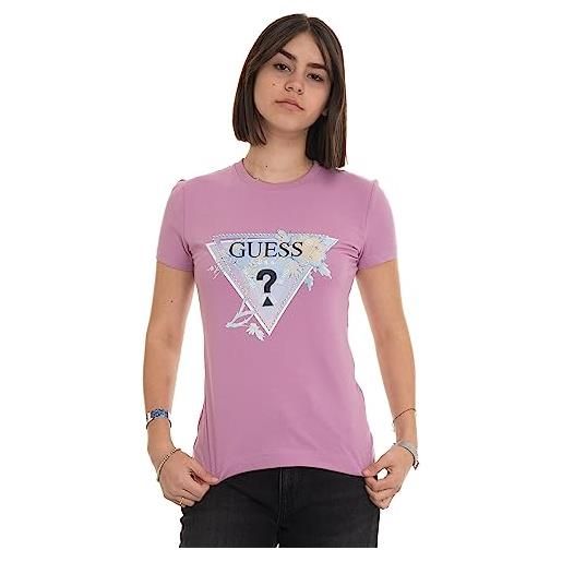 GUESS t-shirt manica corta da donna marchio, modello alva w3ri18j1314, realizzato in cotone. Rosa