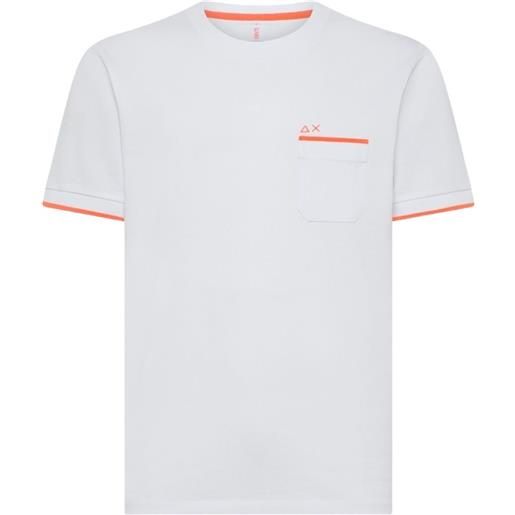 SUN 68 - t-shirt piquet fluo bianco
