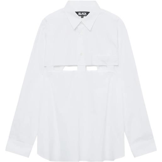 Black Comme Des Garçons camicia a maniche lunghe con cut-out - bianco