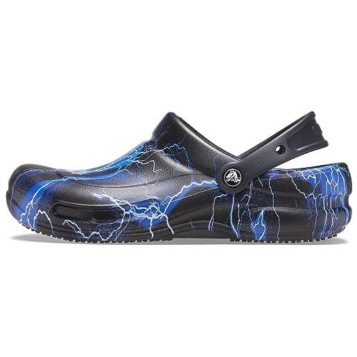 Crocs bistro graphic clog unisex - adulto zoccoli, scarpe da lavoro, nero (black/lightning bolts), 37/38 eu