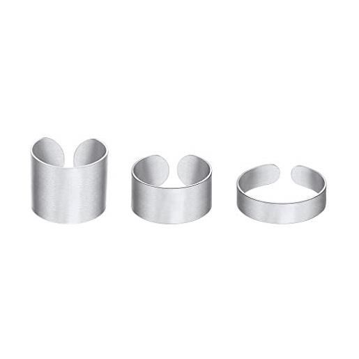 Richsteel anelli per ragazze adolescenti set di 3 pezzi 5mm/10mm/17mm anello a fascia aperta regolabile per misura usa 6-12 (taglia eu l1/2-y) set di gioielli in acciaio inossidabile per donna