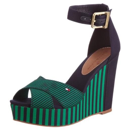 Tommy Hilfiger estelle 6, scarpe col tacco con cinturino a t donna, verde (grün (jelly bean/midnight 241), 36