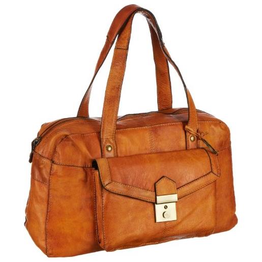 PIECES nania leather small bag, borsa a mano donna, marrone (braun (cognac. )), 34x24x11 cm (b x h x t)