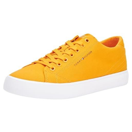 Tommy Hilfiger th hi vulc low canvas fm0fm04882, sneaker vulcanizzate uomo, arancione (rich ochre), 47 eu