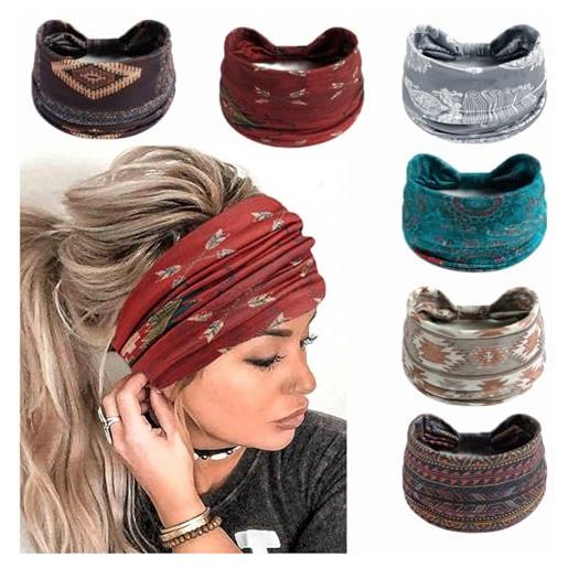 AIZIYIN cerchietto di moda per le donne sciarpa della testa fascia per capelli turbante fiore di cotone cerchietto largo yoga cerchietto sportivo sciarpa per testa (p6wbored)