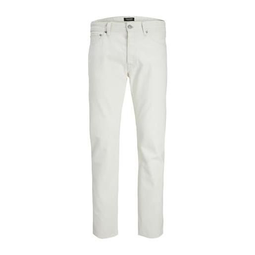 Jack & jones jeans jack & jones da uomo a vita alta, tessuto 100% cotone, vestibilità comoda, 5 tasche, passanti per cintura, chiusura con patta e bottone, colore off white bianco ecru