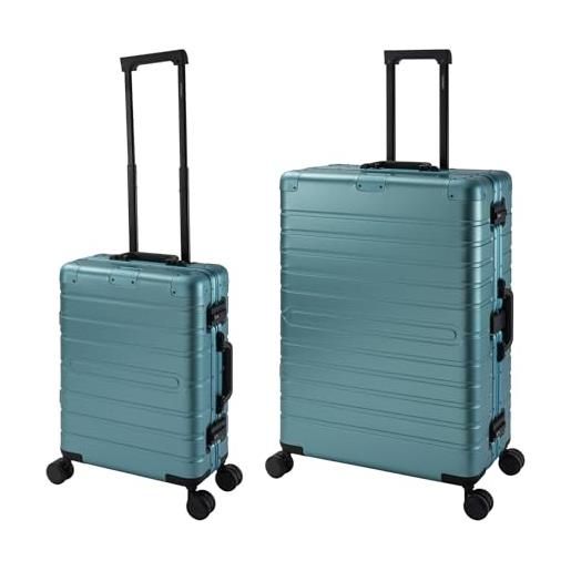 Travelhouse oslo t6005 - trolley da viaggio in alluminio, diverse misure e colori, turchese, handgepäck & großer koffer set, set di valigie