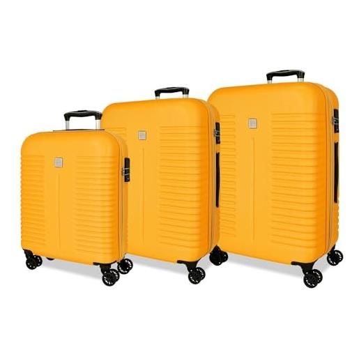 Roll road india set di valigie rosa 55/70/80 cm rigido abs chiusura tsa 127,6l 10,94 kg 4 ruote doppie bagaglio a mano, rosa, set di valigie