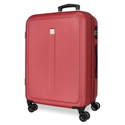 Roll road cambogia valigia grande rosso 52 x 75 x 30 cm rigida abs chiusura a combinazione laterale 97 l 4,76 kg 4 ruote doppie, rosso, valigia grande