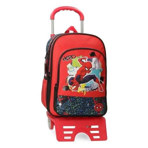 Disney joumma marvel spiderman urban zaino scuola con carrello rosso 30 x 40 x 13 cm poliestere 15,6 l, rosso, zaino scuola con carrello