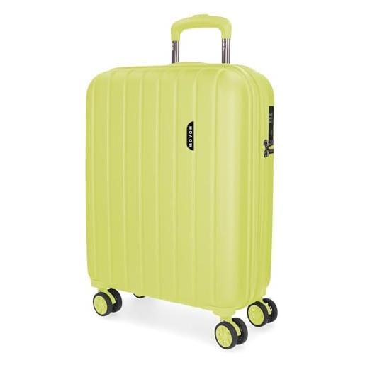 MOVOM wood - valigia da cabina verde, 40 x 55 x 20 cm, rigida abs, chiusura tsa 37 l, 2,82 kg, 4 ruote doppie bagaglio a mano, verde, valigia cabina