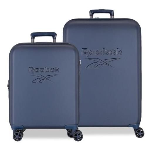 Reebok franklin set di valigie blu 55/70 cm rigida abs chiusura tsa 109l 6,98 kg 4 ruote doppie bagaglio mano by joumma bags, blu, set di valigie