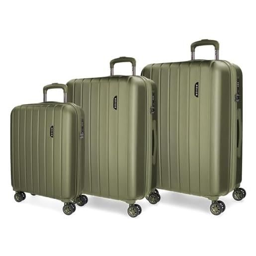 Movom wood set di valigie giallo 55/65/75 cm rigida abs chiusura tsa 217l 11,38 kg 4 ruote doppie bagaglio a mano, giallo, set di valigie
