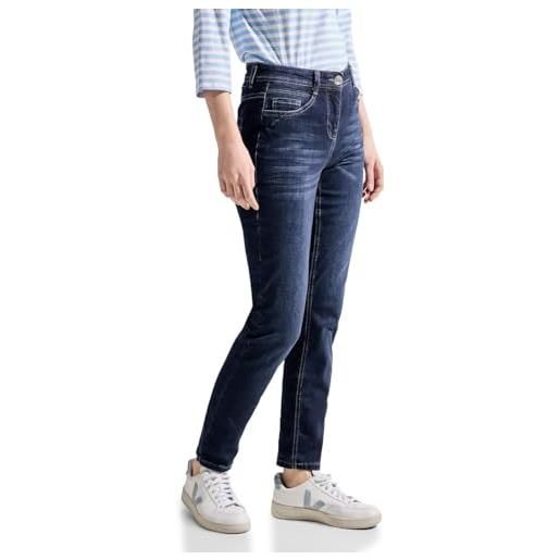 Cecil b377532 jeans slim e high, mid blue used wash, 31w x 28l donna