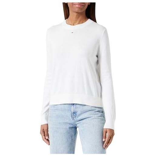 Tommy Jeans tjw essential crew neck sweater dw0dw17254 maglioni, bianco (ancient white), s donna