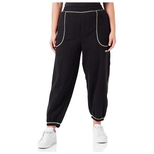 Calvin Klein pantaloni da jogging donna pantaloni felpati, multicolore (black/sunny lime), m