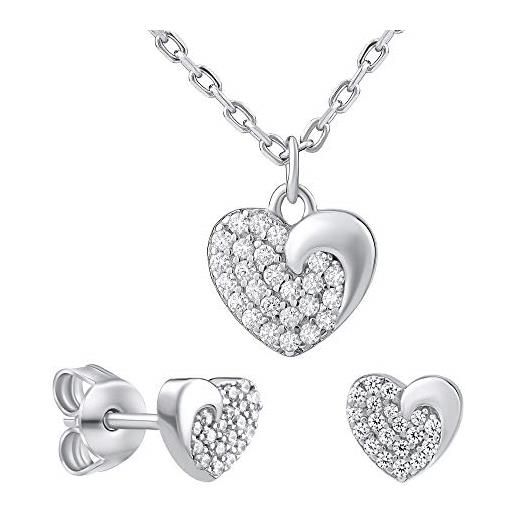 SILVEGO parure di gioielli da donna in argento 925 cuore con zirconia cubica, mws11187