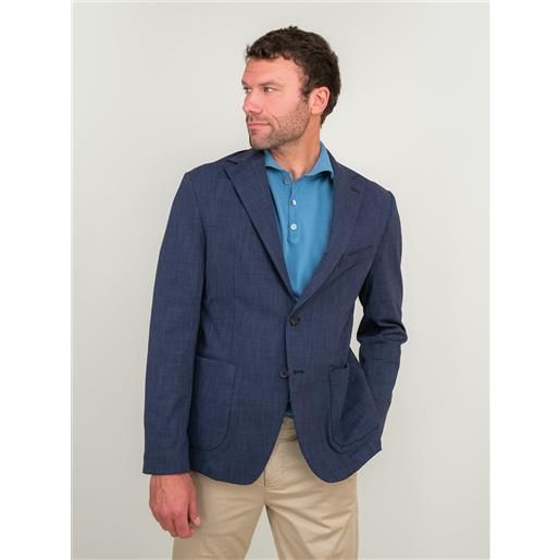 ANDREA MORANDO blazer in misto cotone blu navy
