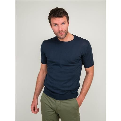 ANDREA MORANDO t-shirt girocollo in cotone blu