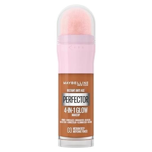 Maybelline new york - perfezionatore illuminante 4-in-1, base / correttore / bb cream, fondotinta instant glow perfector 4-in-1, tonalità: medium deep (03), 20 ml. 