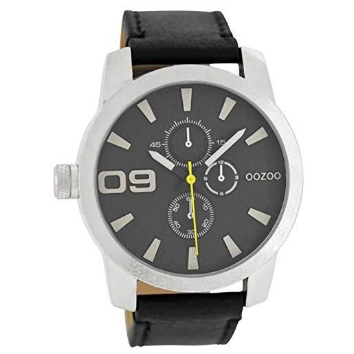 Oozoo orologio da polso xl con cinturino in pelle per articoli speciali, outlet a prezzo ridotto, variante 1, c6103 - nero/nero, cinghia