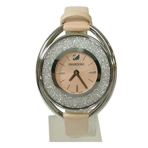 Swarovski 5158546 crystalline oval, orologio da donna, cinturino in vitello, rosa (light rose)