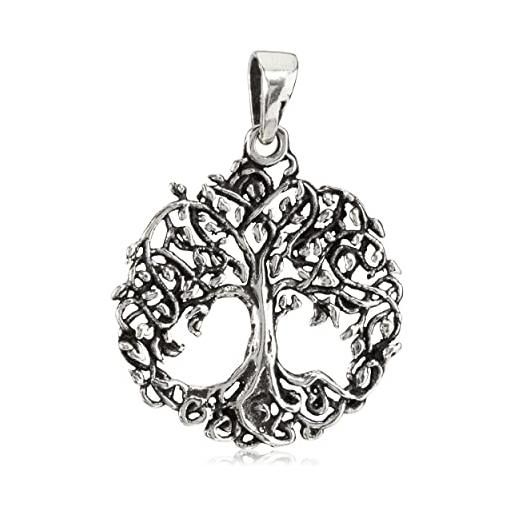 NKlaus ciondolo a catena albero della vita argento 925 2cm amuleto celtico con foglie 3895