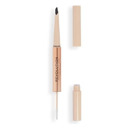 Makeup Revolution, fluffy brow filter duo, brow pencil & eyebrow gel, available in 5 shades, ash brown, 1pc
