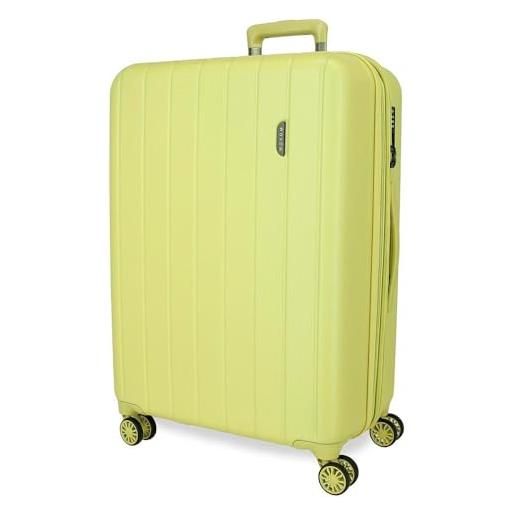 Movom wood valigia grande verde 52 x 75 x 33 cm rigida abs chiusura tsa 108 l 4,5 kg 4 ruote doppie, verde, valigia grande