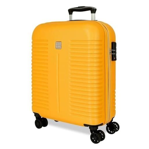 Roll road india valigia da cabina rosa 40 x 55 x 20 cm rigida abs chiusura tsa 44 l 2,74 kg 4 ruote doppie bagaglio a mano, rosa, valigia cabina