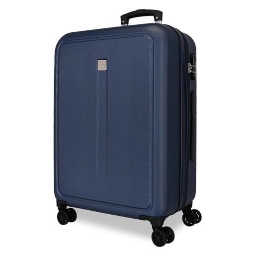 Roll road cambogia valigia grande blu 52 x 75 x 30 cm rigida abs chiusura a combinazione laterale 97 l 4,76 kg 4 ruote doppie, blu, valigia grande