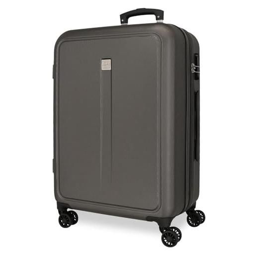 Roll road cambogia valigia grande nero 52x75x30 cm rigida abs chiusura a combinazione laterale 97l 4,76 kg 4 ruote doppie, nero, valigia grande