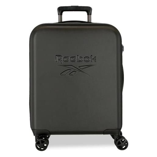 Reebok franklin valigia da cabina nera 40 x 55 x 20 cm rigida abs chiusura tsa 37l 2,56 kg 4 ruote doppie bagaglio mano by joumma bags, nero, valigia cabina