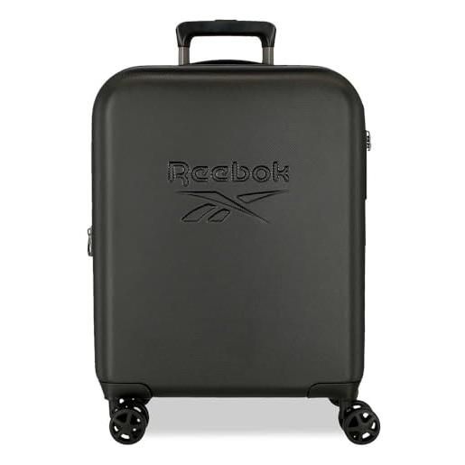 Reebok franklin valigia da cabina nera 40 x 55 x 20 cm rigida abs chiusura tsa 37l 2,78 kg 4 ruote doppie bagaglio mano by joumma bags, nero, valigia cabina